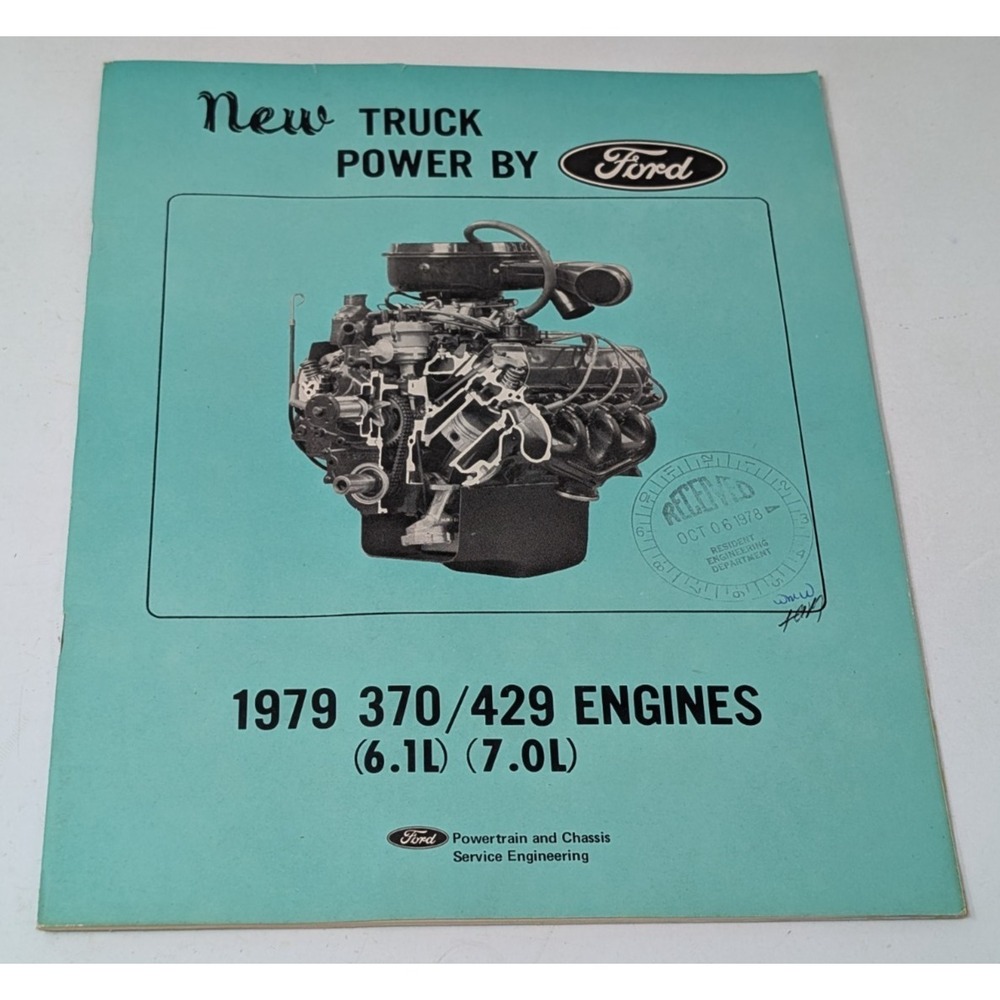 1979 Ford Truck Engine 370 429 Service Manual Vintage 70s